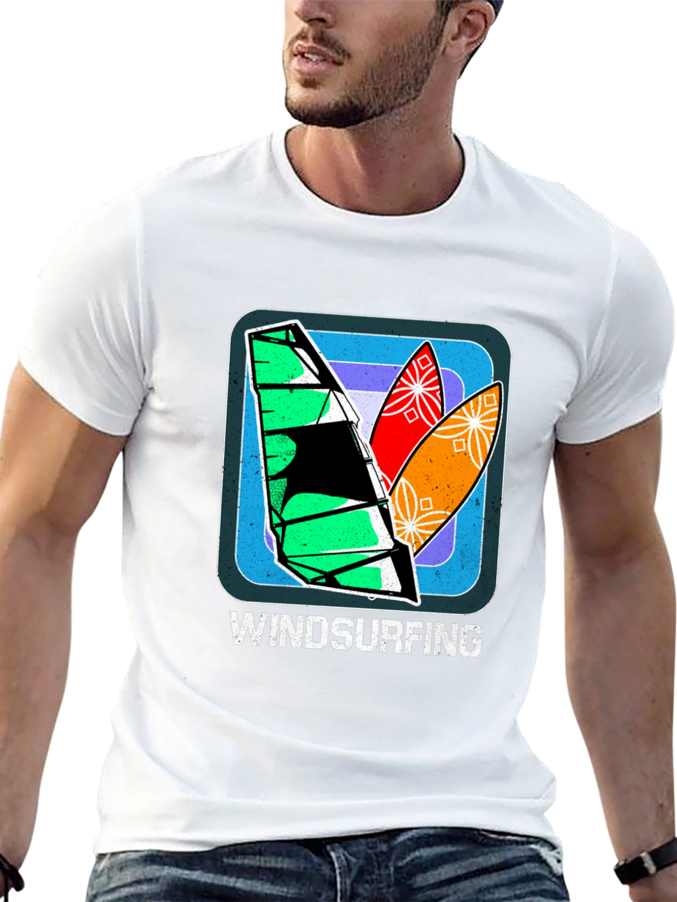 Windsurfing Graphic Tee - Retro Surf Design