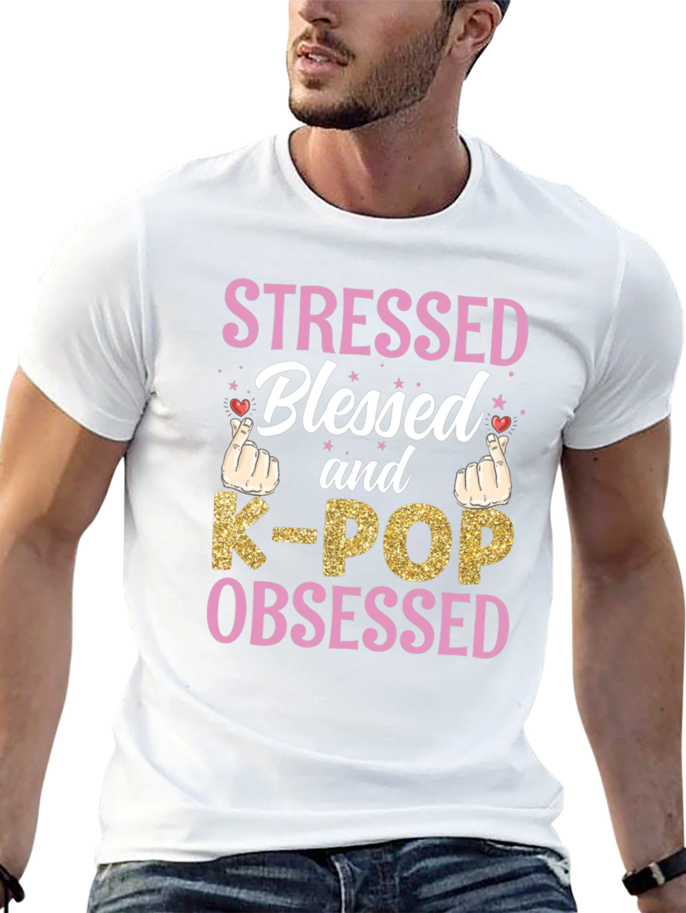 Stressed Blessed K-POP Obsessed Graphic Tee