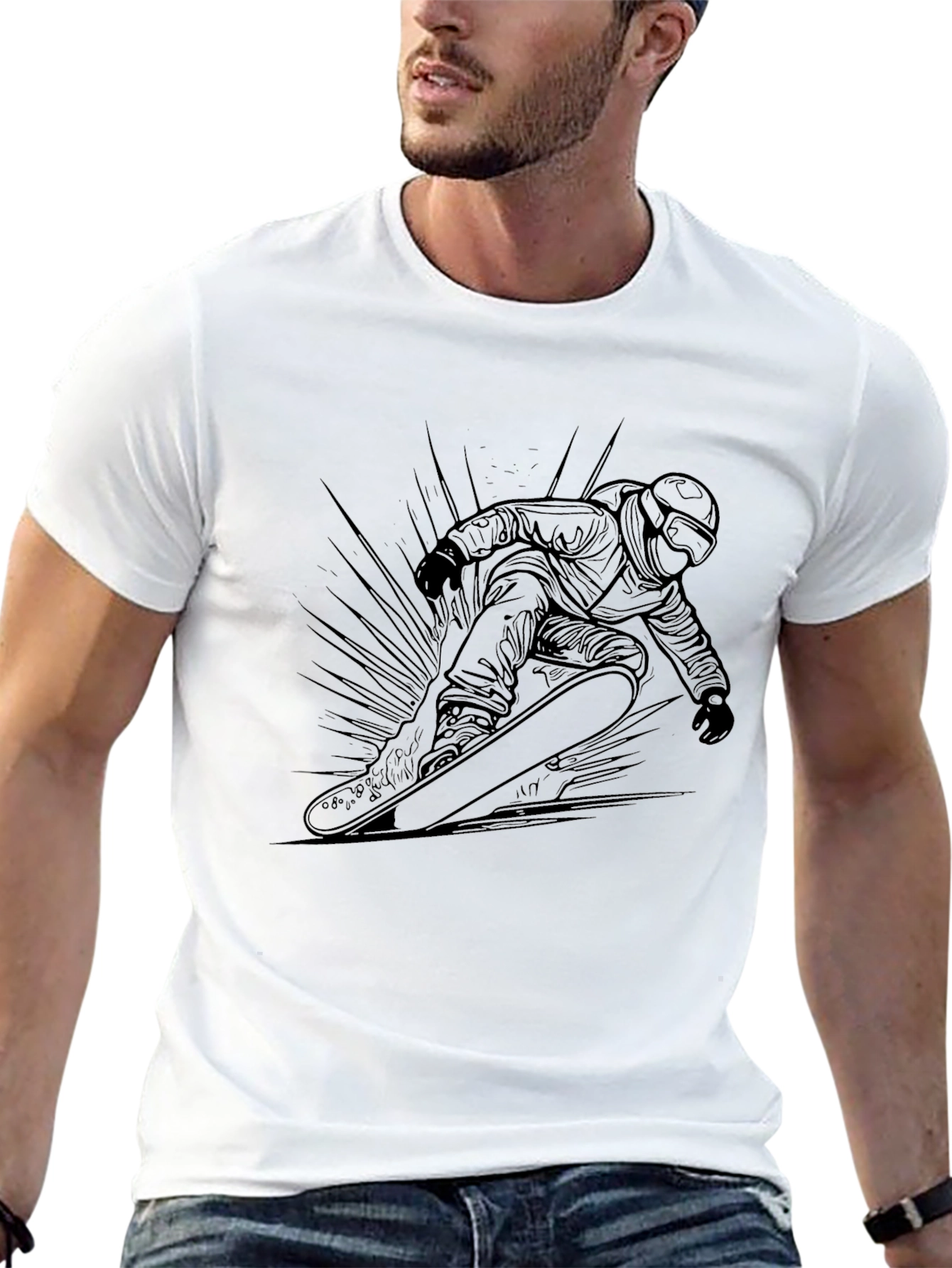 Cool Snowboarder Graphic Black Tee
