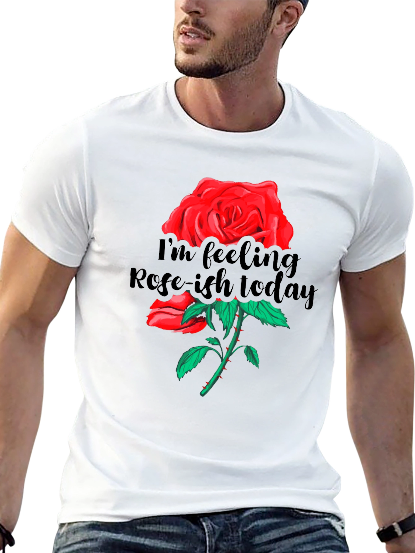Rose-ish Today Graphic Black T-Shirt