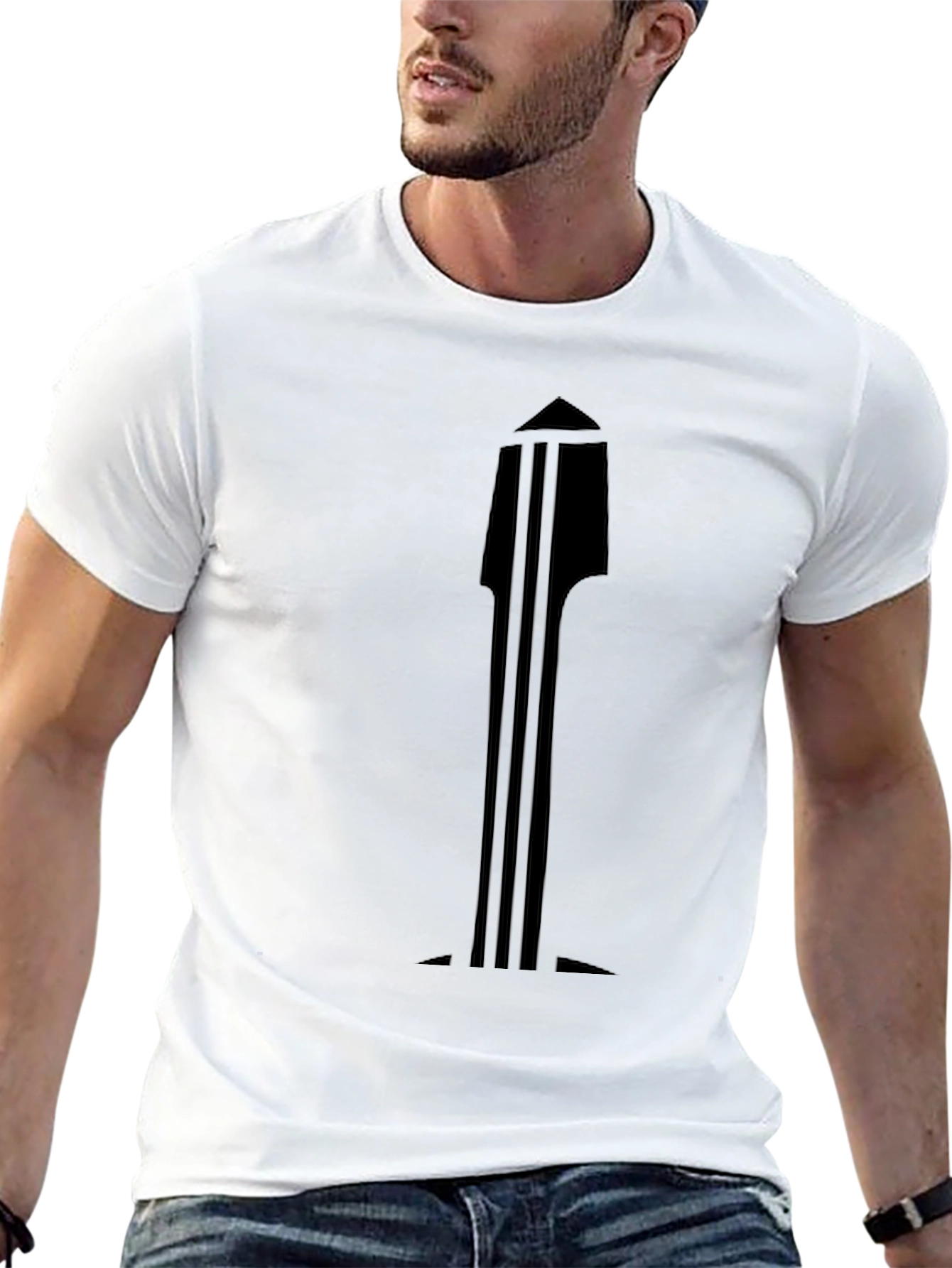 Minimalist Black Guitar Neck Graphic T-Shirt