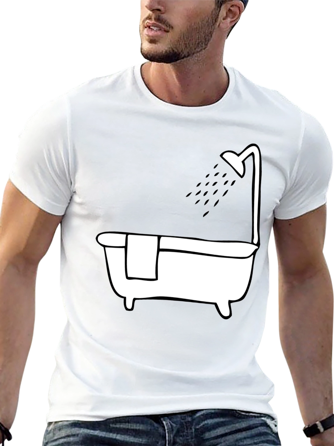 Bathtub Shower Tee - Relaxing Black Cotton T-Shirt