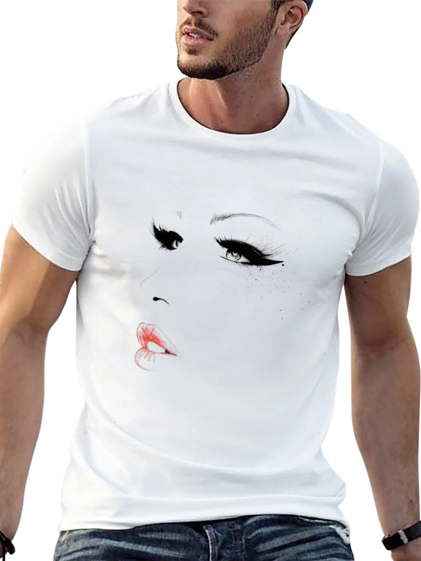 Womans Face Graphic Black T-Shirt