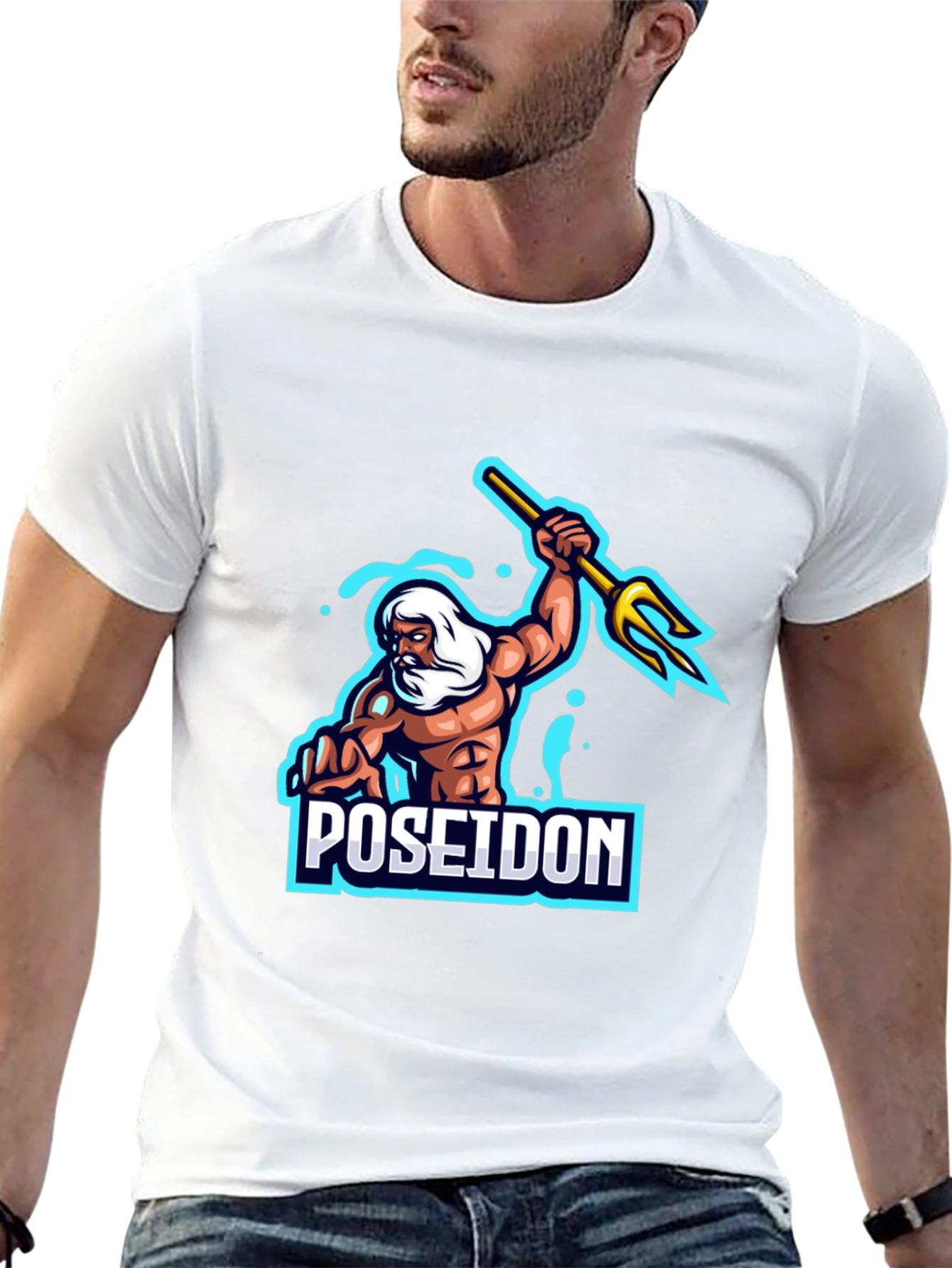 Poseidon Graphic T-Shirt - Black Cotton Tee