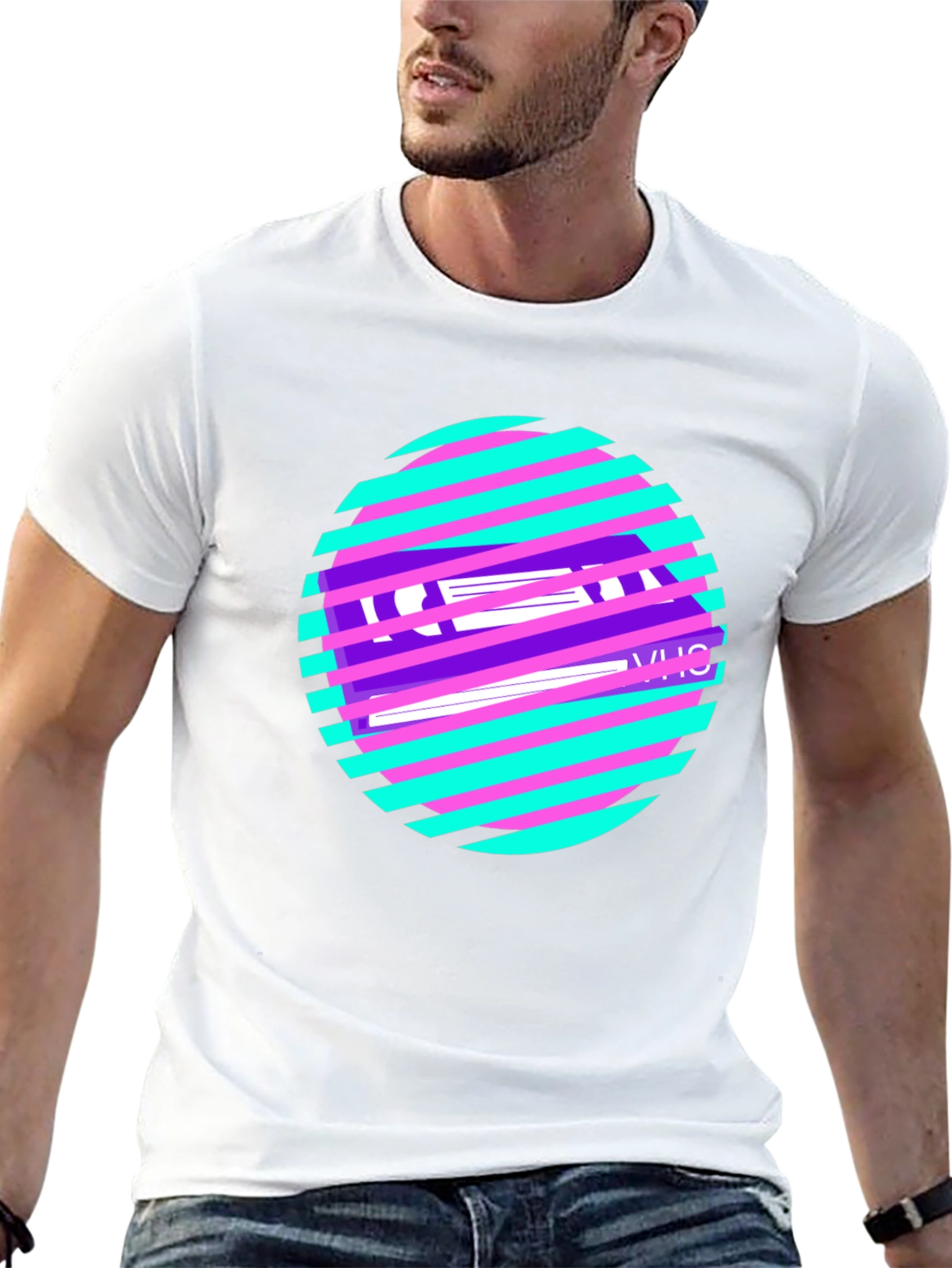 Retro VHS Tape Graphic T-Shirt - Black Cotton Blend