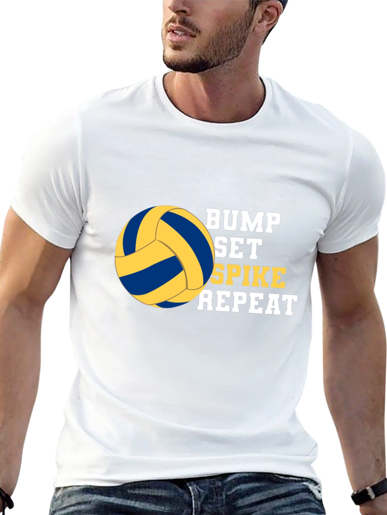 Bump Set Spike Repeat Volleyball Graphic T-Shirt