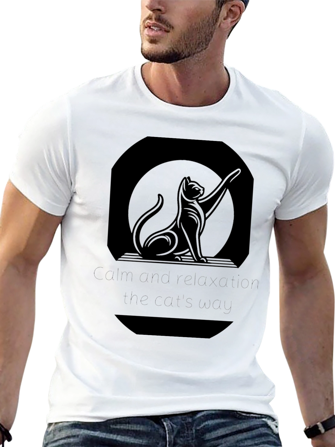 Sleek Black Cat Silhouette Graphic Tee