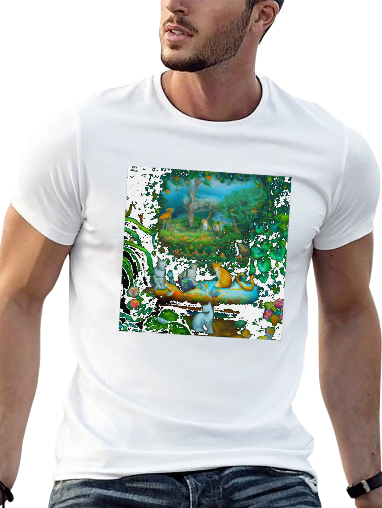 Fantasy Feline Forest Tee