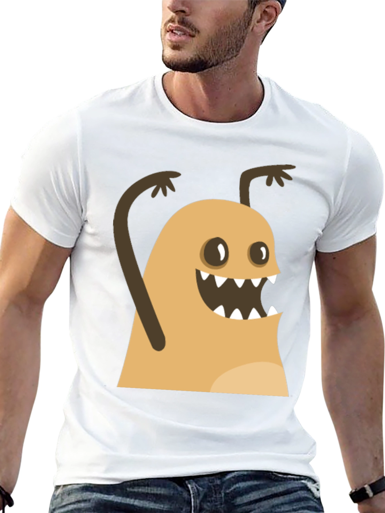 Funny Monster Graphic Black T-Shirt