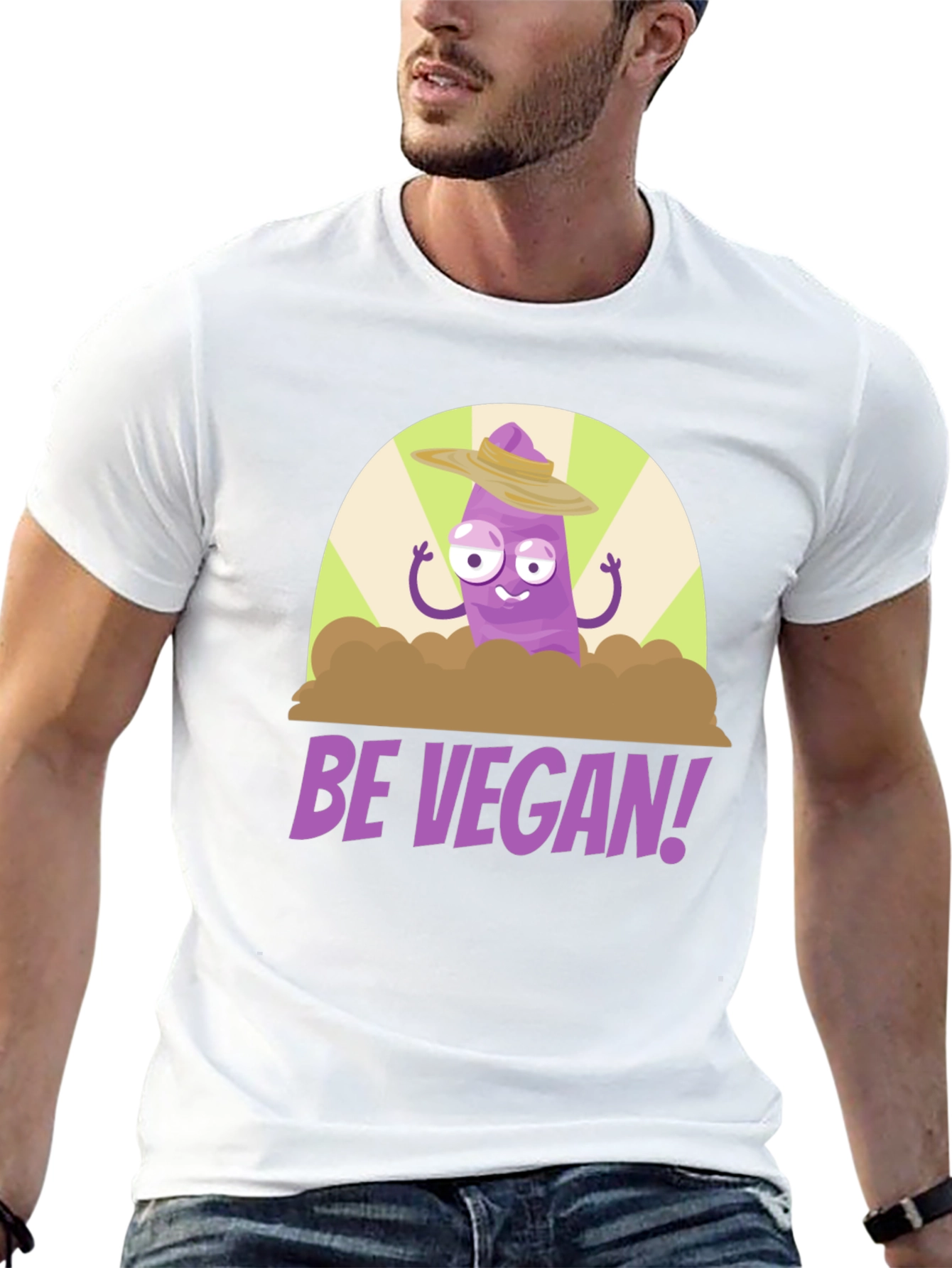 Be Vegan! Funny Purple Vegetable T-Shirt