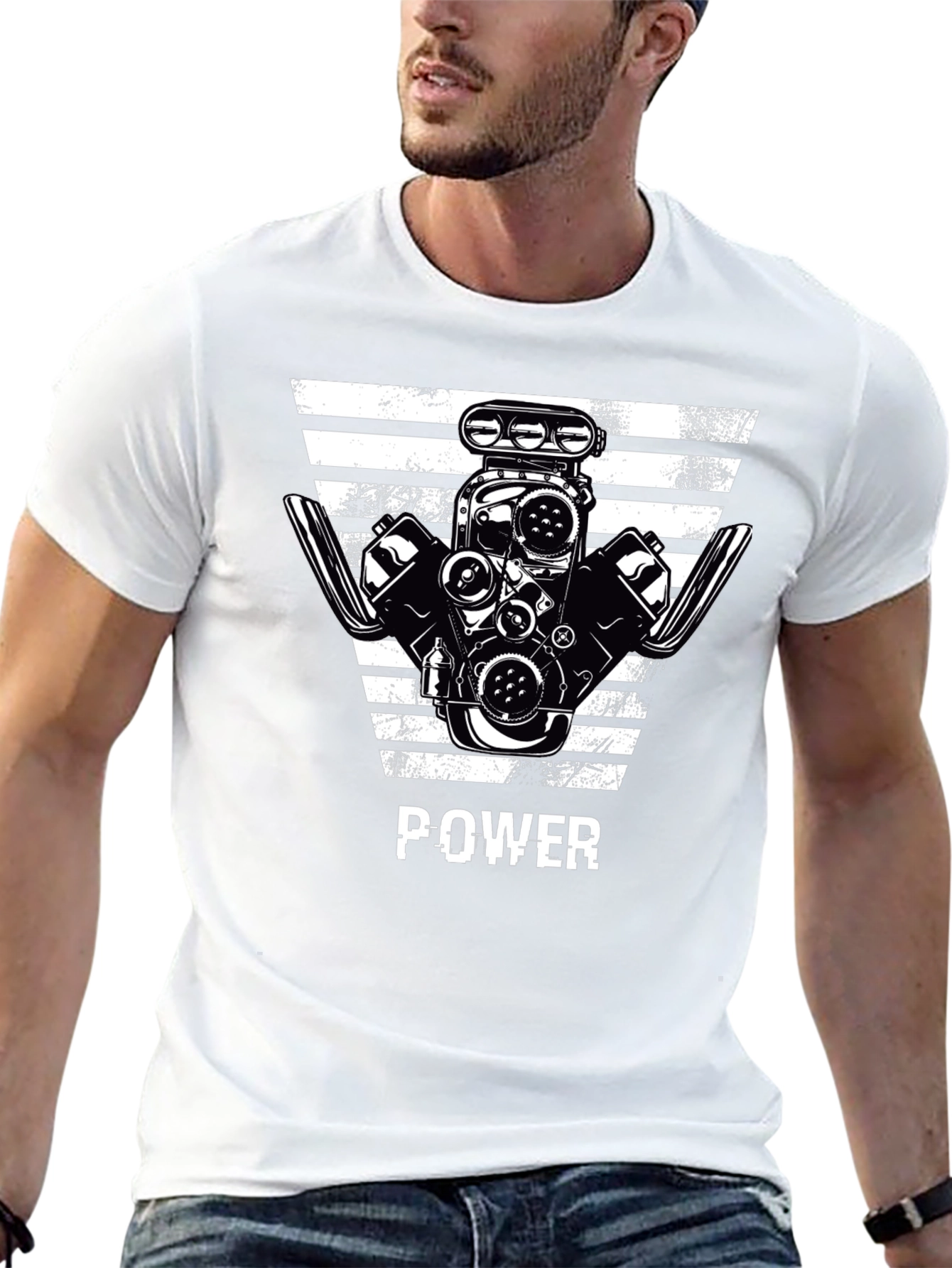 Black Power Engine Graphic T-Shirt