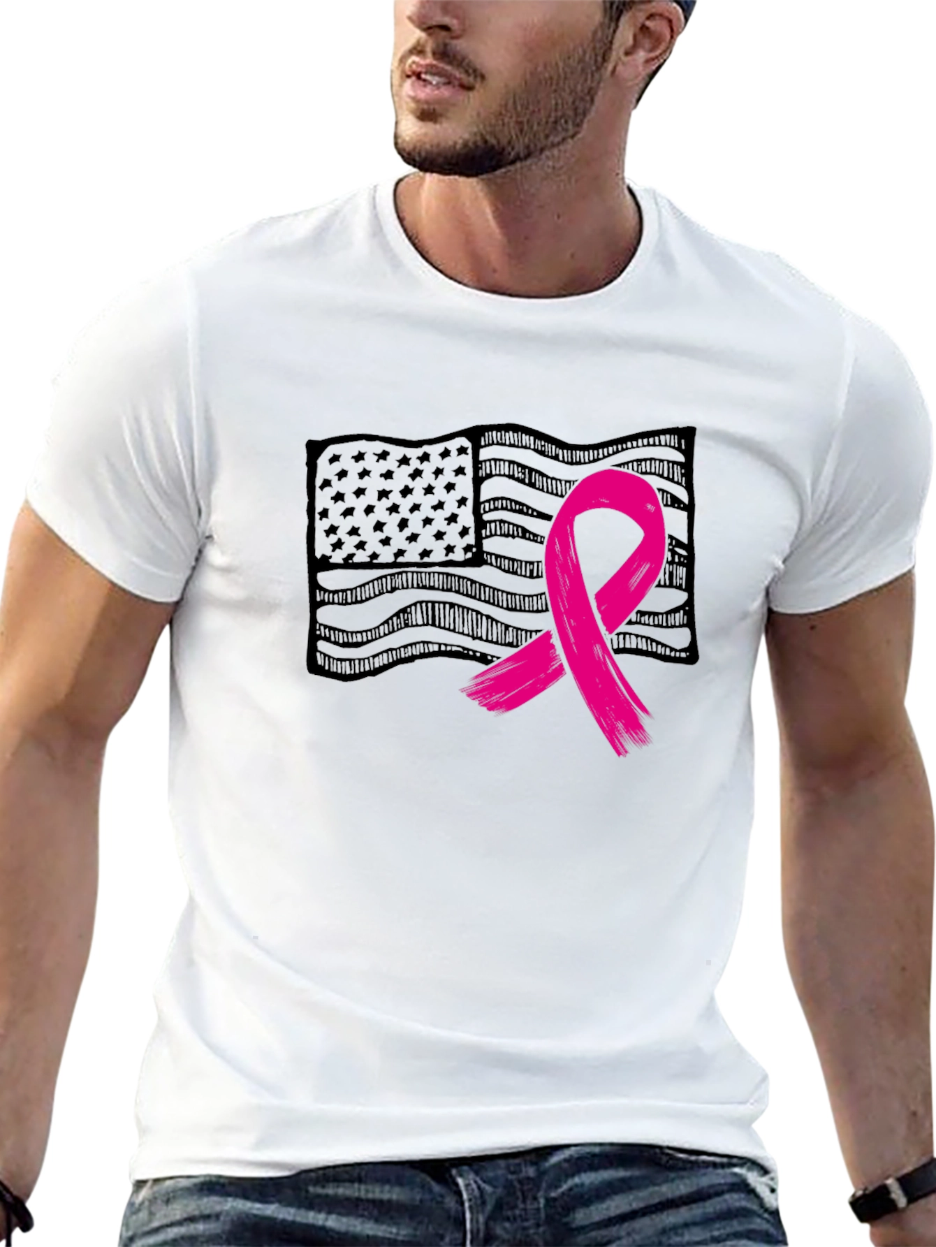 Breast Cancer Awareness Flag Tee