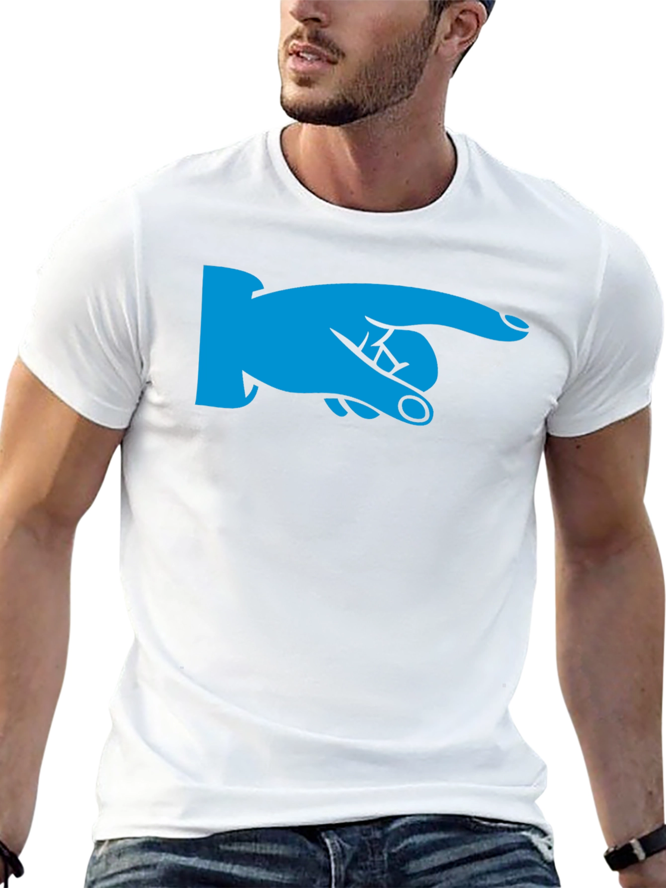 Pointing Finger Graphic Tee - Black Cotton Shirt