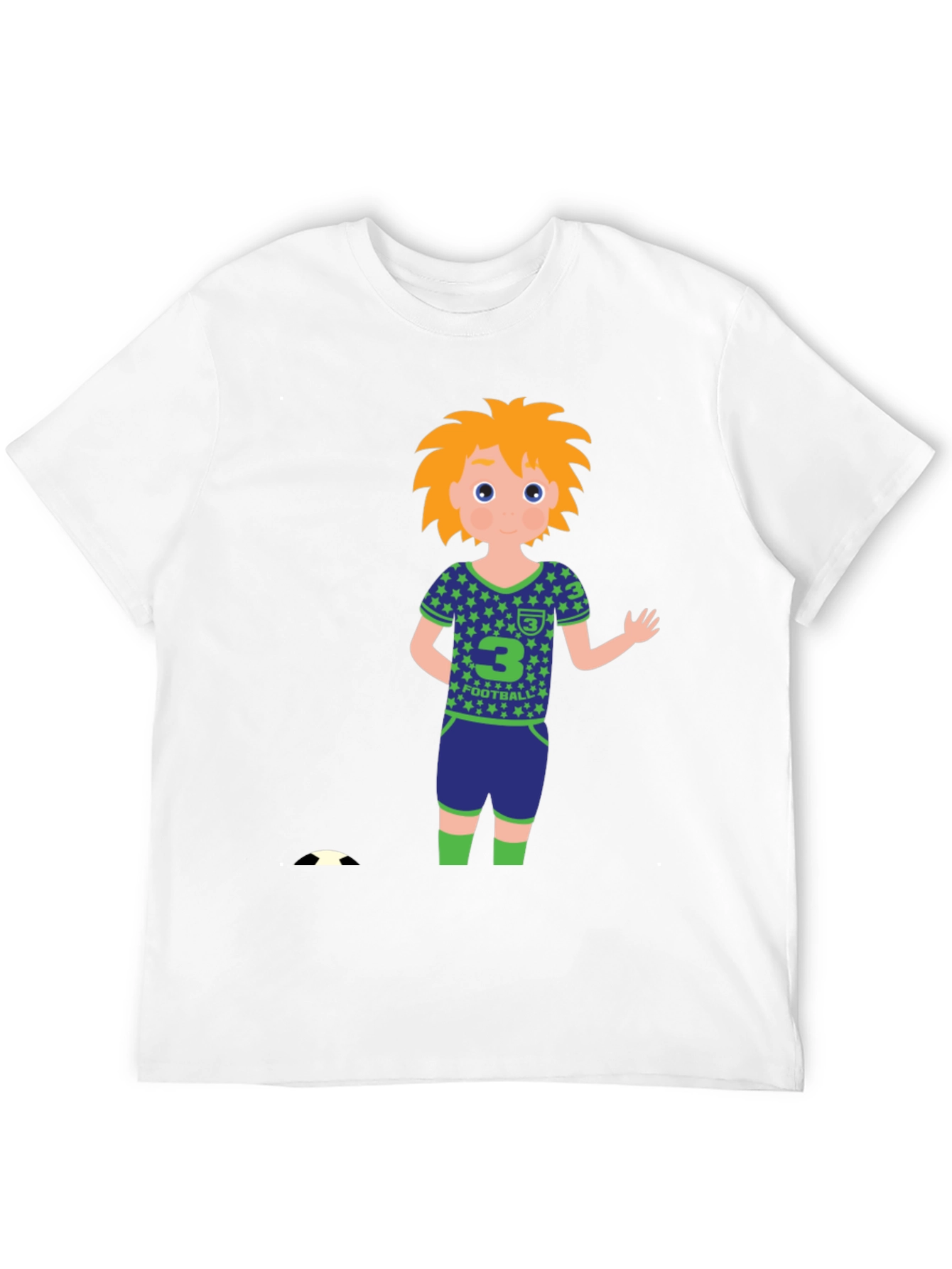 Cartoon Football Player Black T-Shirt