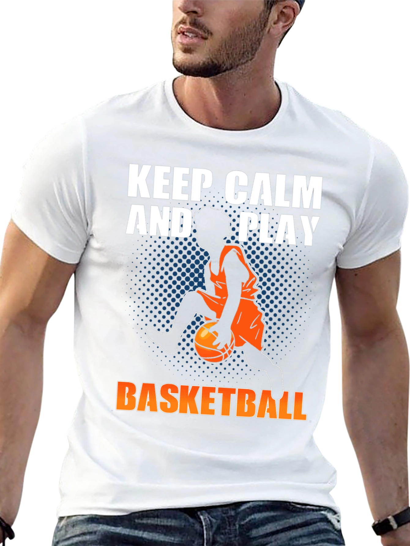 Keep Calm and Play Basketball Graphic T-Shirt