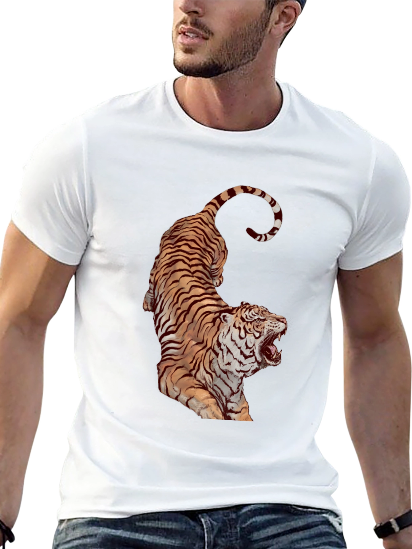 Tiger Graphic Print Black T-Shirt