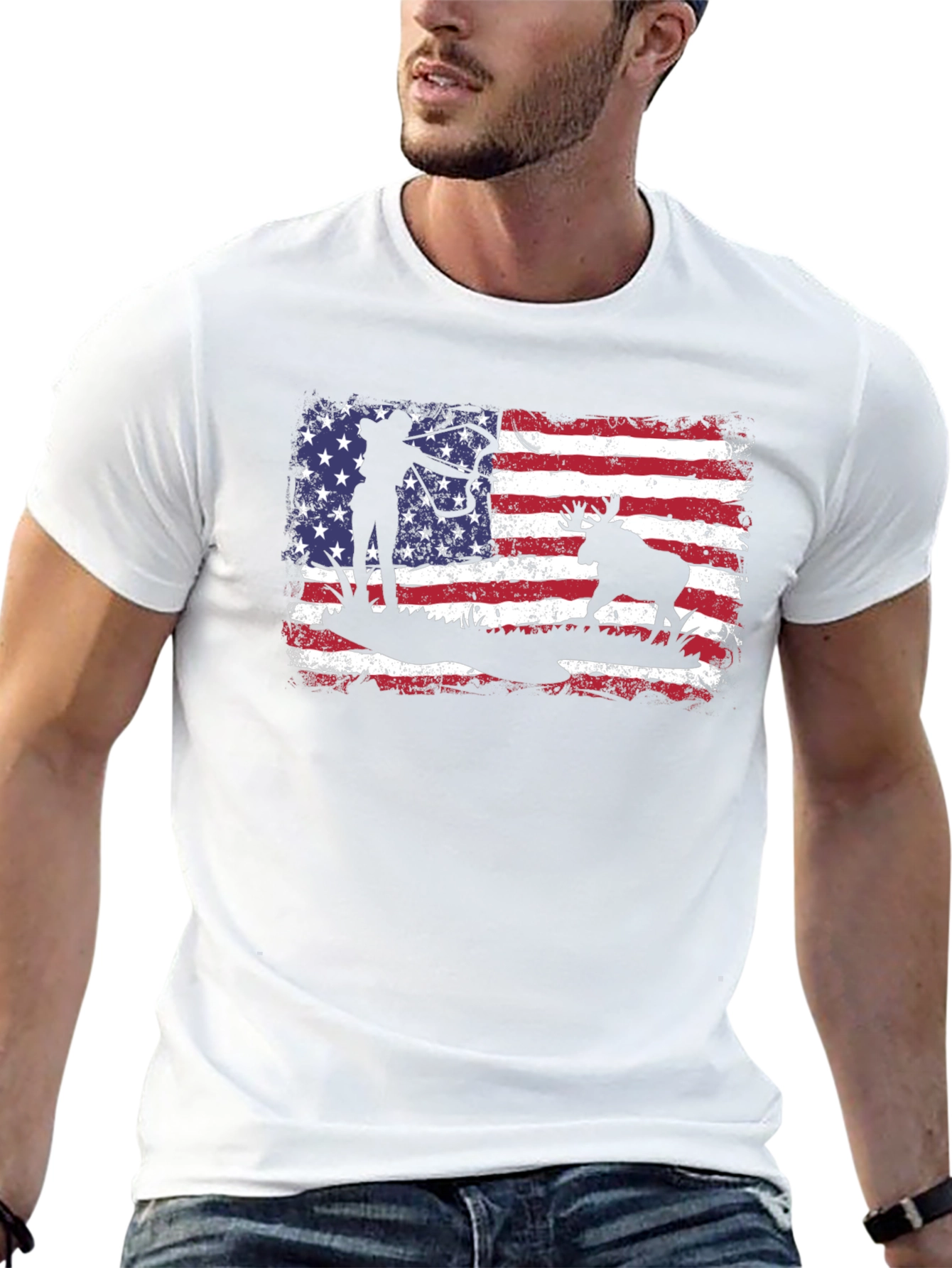 American Flag Hunter & Moose Graphic Tee