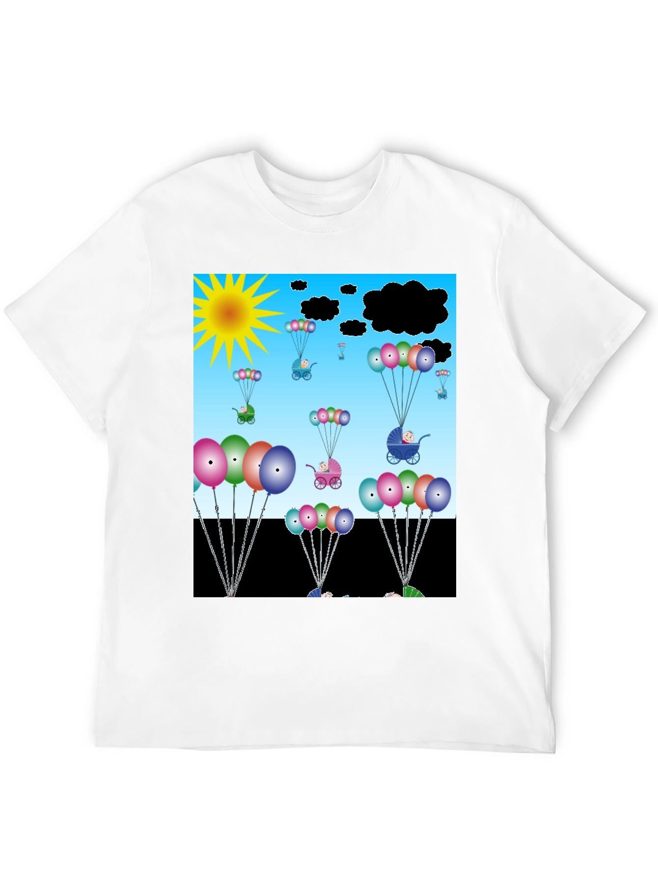 Cartoon Balloons & Babies Graphic T-Shirt