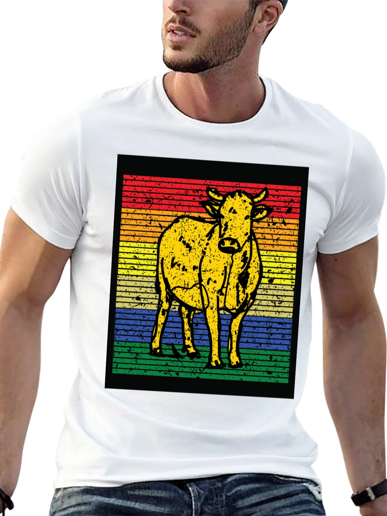 Retro Cow Graphic T-Shirt
