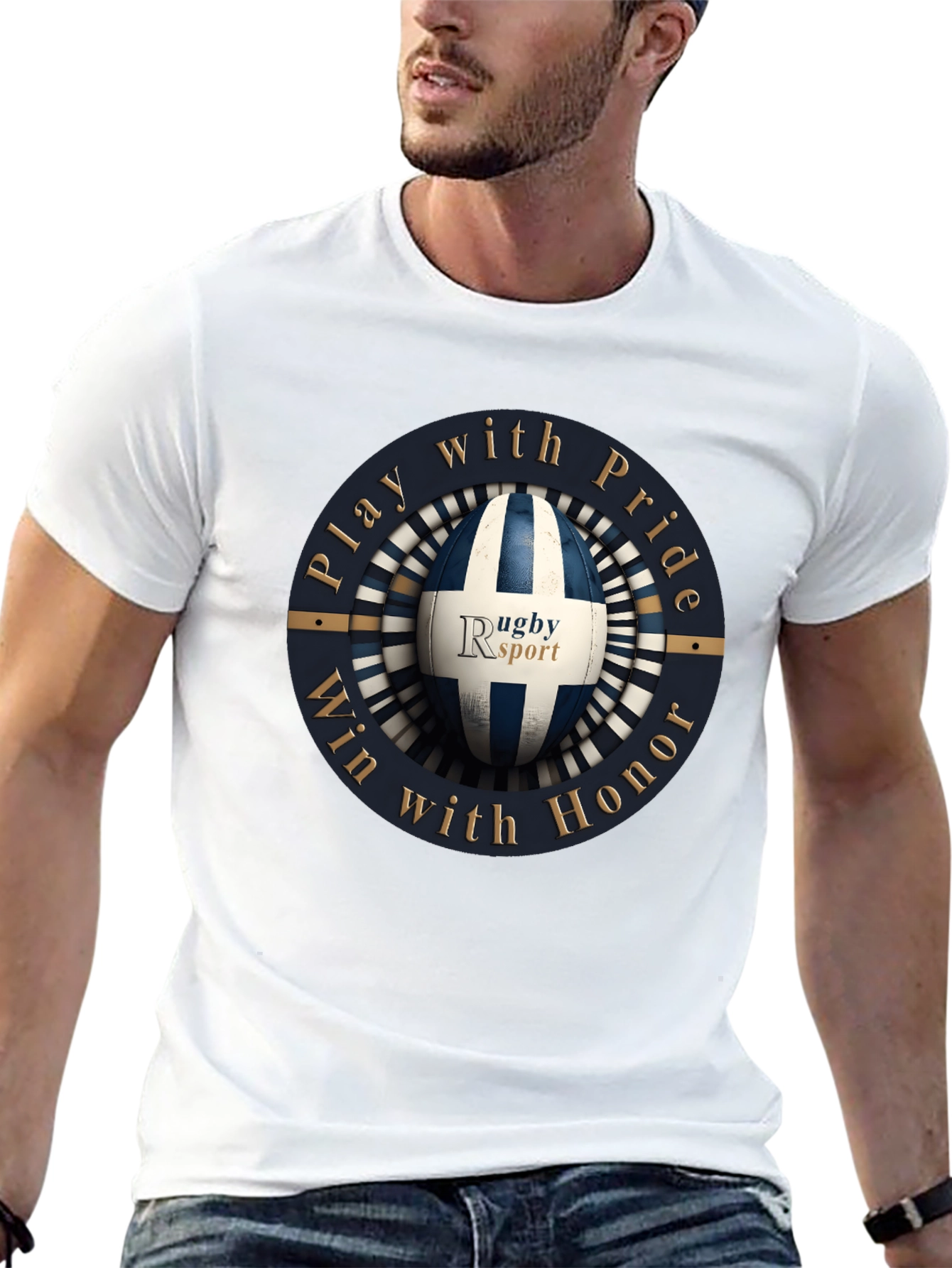 Rugby Sport Black Graphic T-Shirt