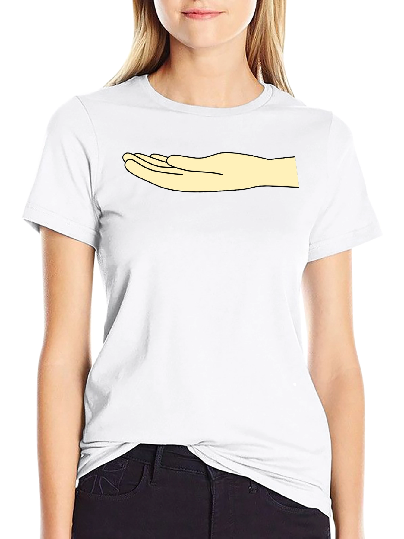 Graphic Tee: Hand Design Casual Black T-Shirt