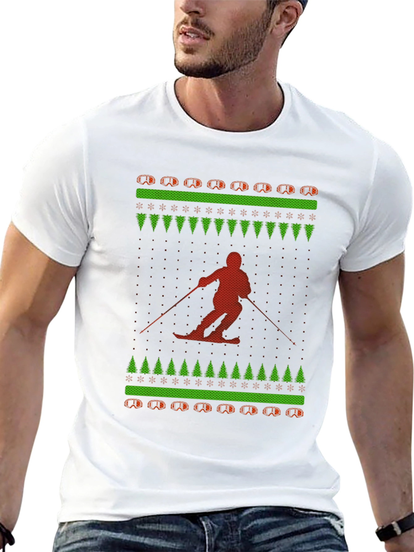 Skiing Ugly Christmas Sweater T-Shirt
