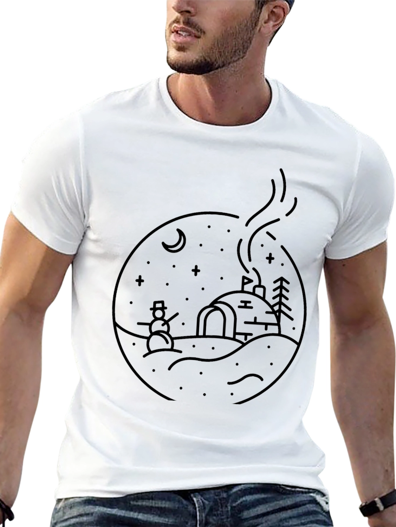 Winter Scene Graphic Tee - Black