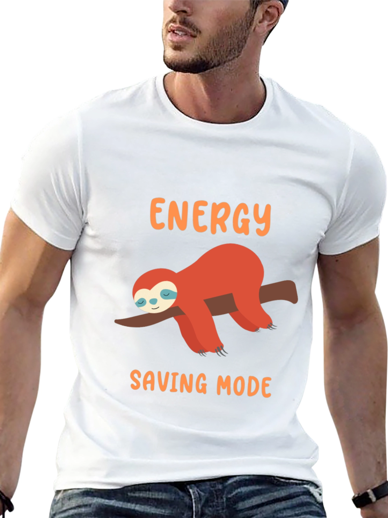 Energy Saving Mode Sloth Graphic Tee - Black