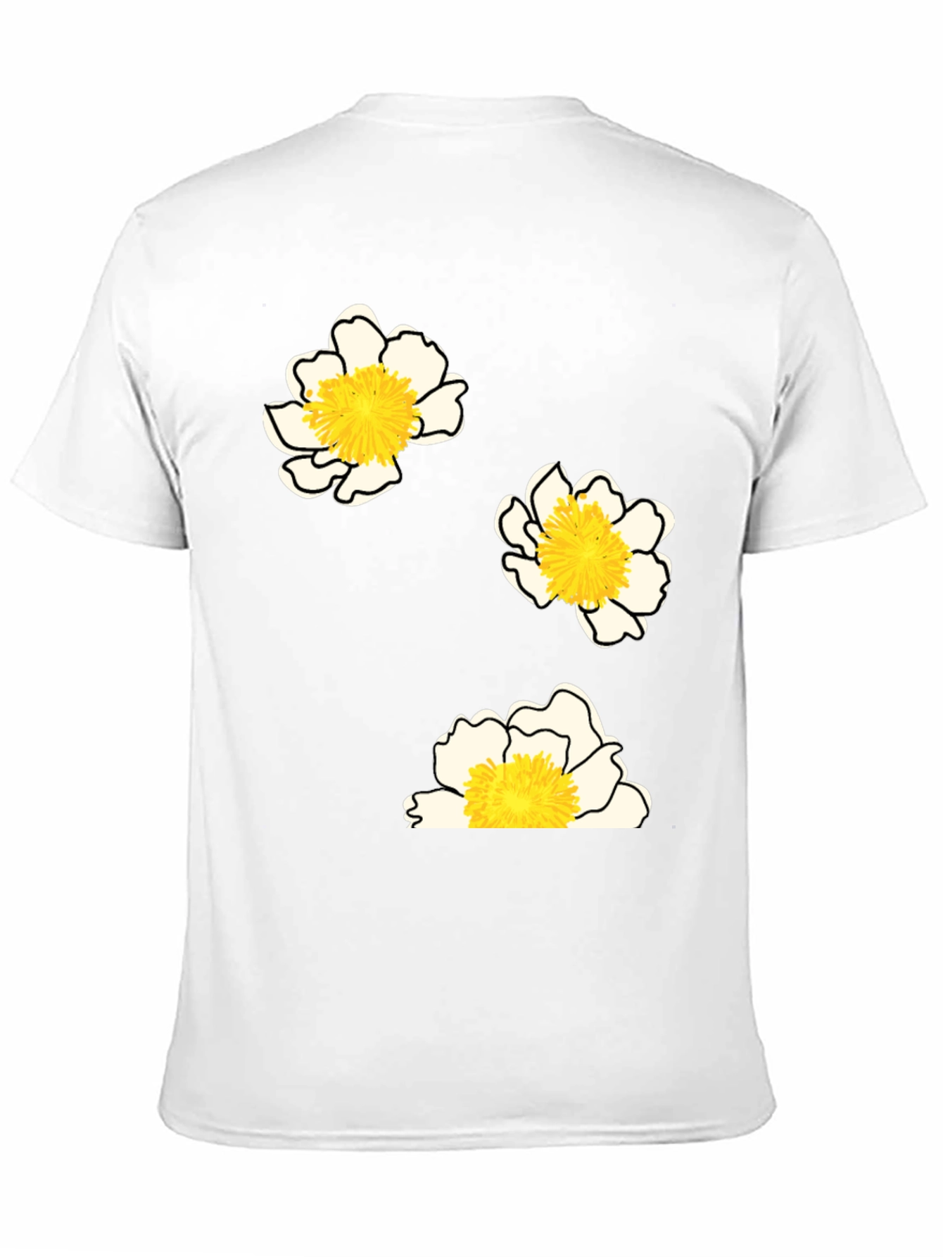 Floral Print T-Shirt - Black Casual Tee