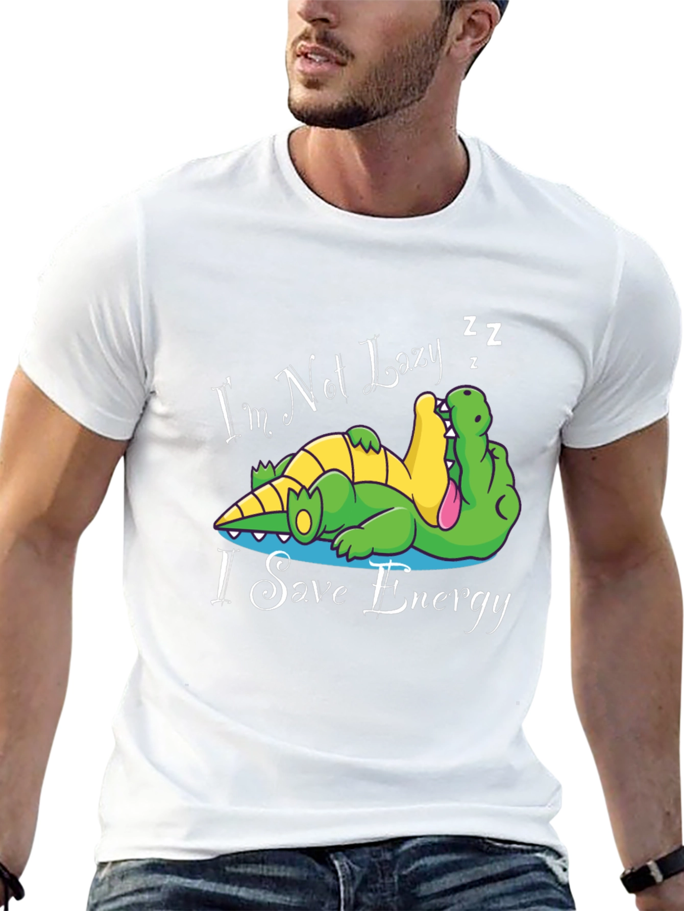 Funny Crocodile T-Shirt Im Not Lazy I Save Energy