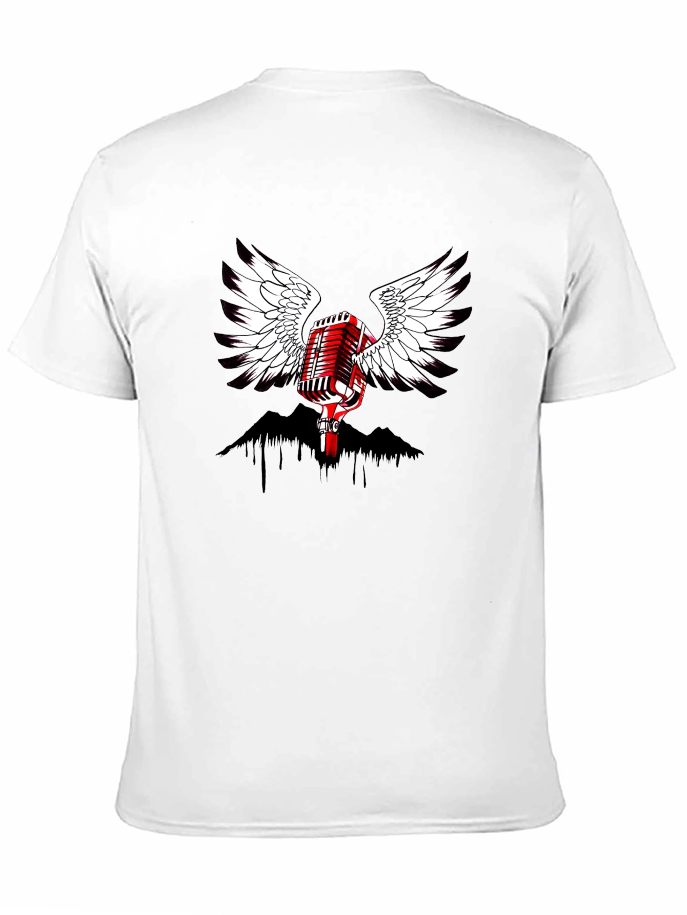 Winged Microphone Graphic Black T-Shirt