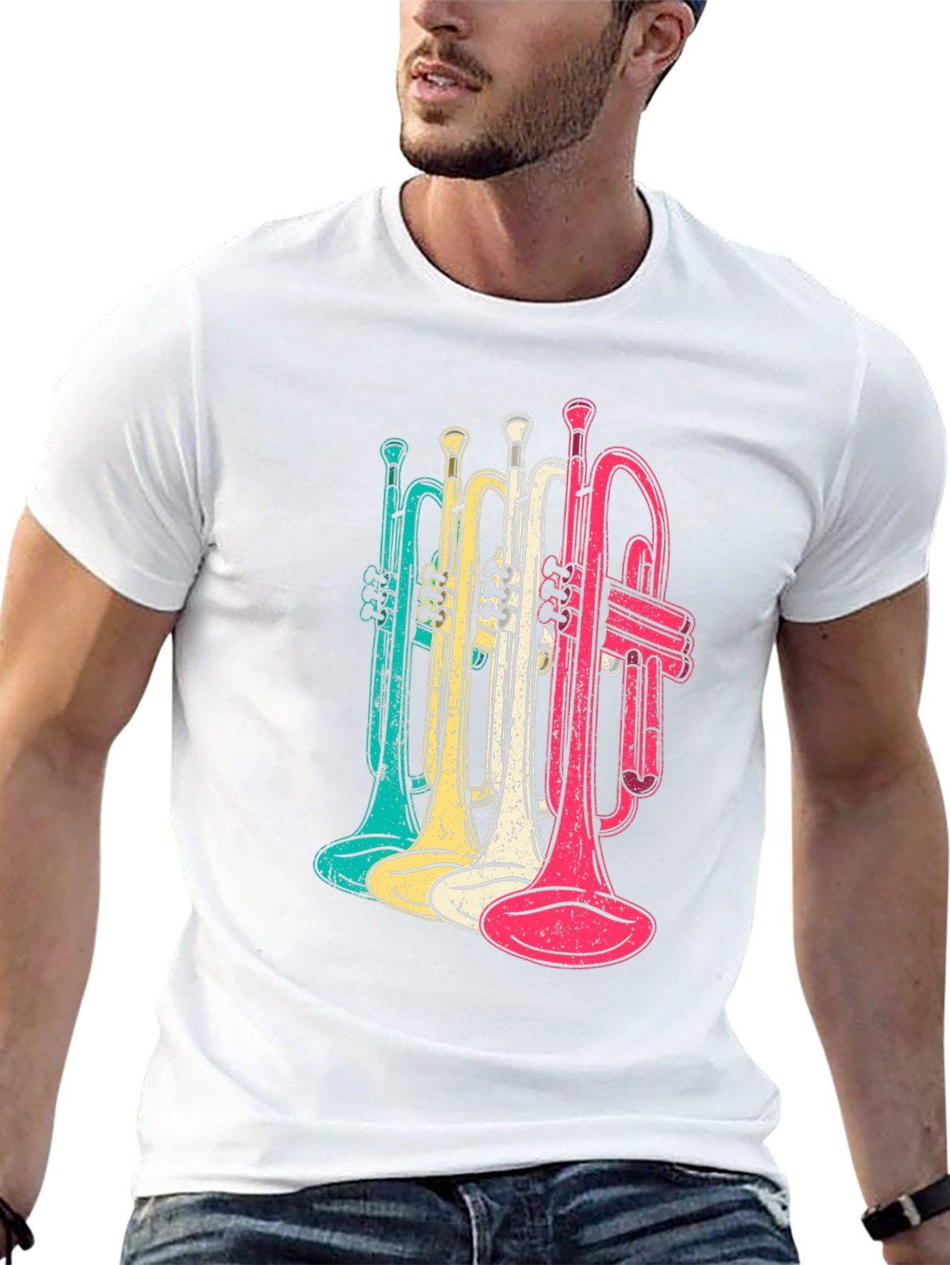 Retro Trumpet Graphic Tee - Black