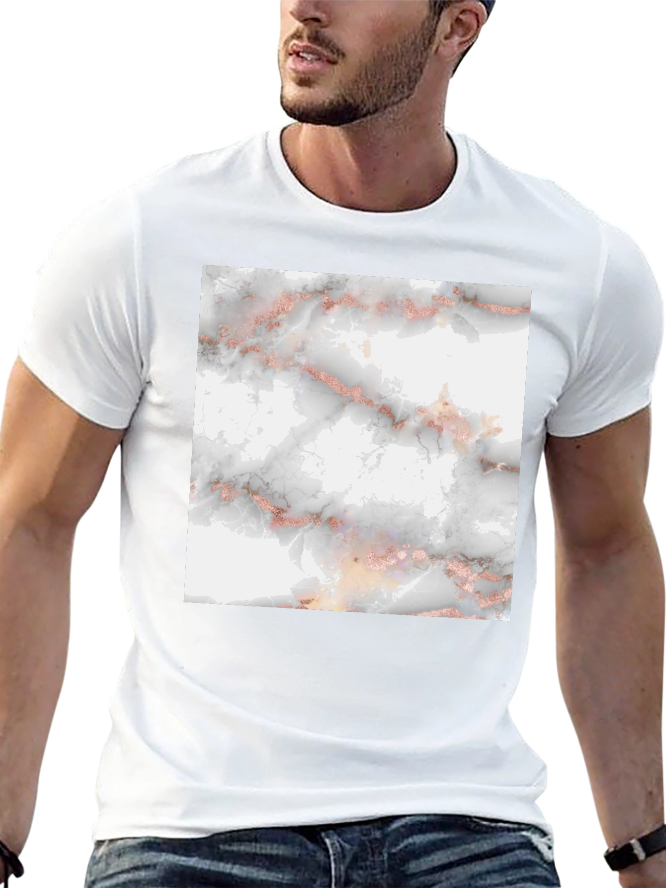 Trendy Black Tee with Marble Print