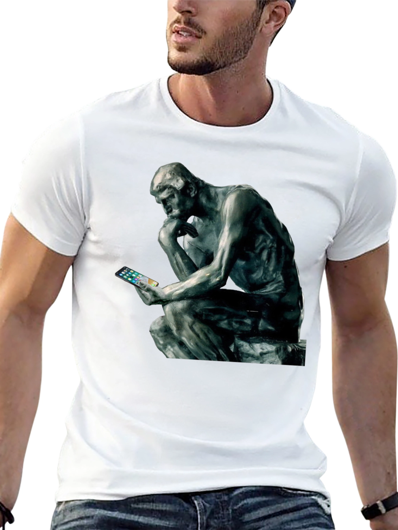 The Thinker T-Shirt - Philosophy Meets Modern Tech