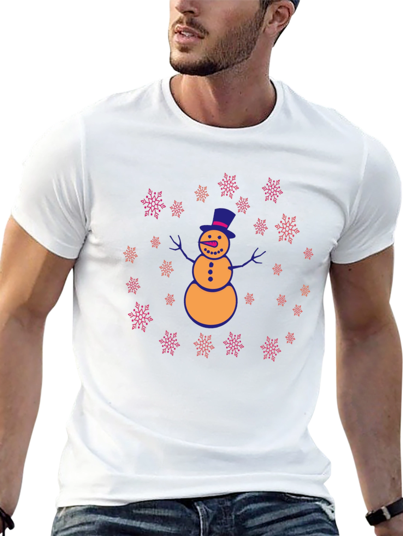 Festive Snowman Graphic T-Shirt