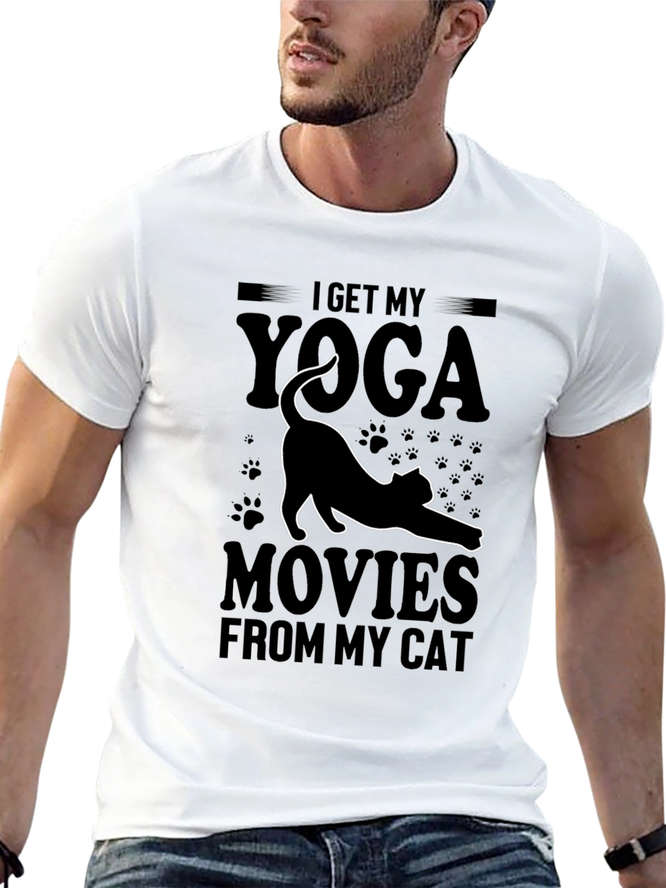 Yoga Cat Graphic T-Shirt - Black