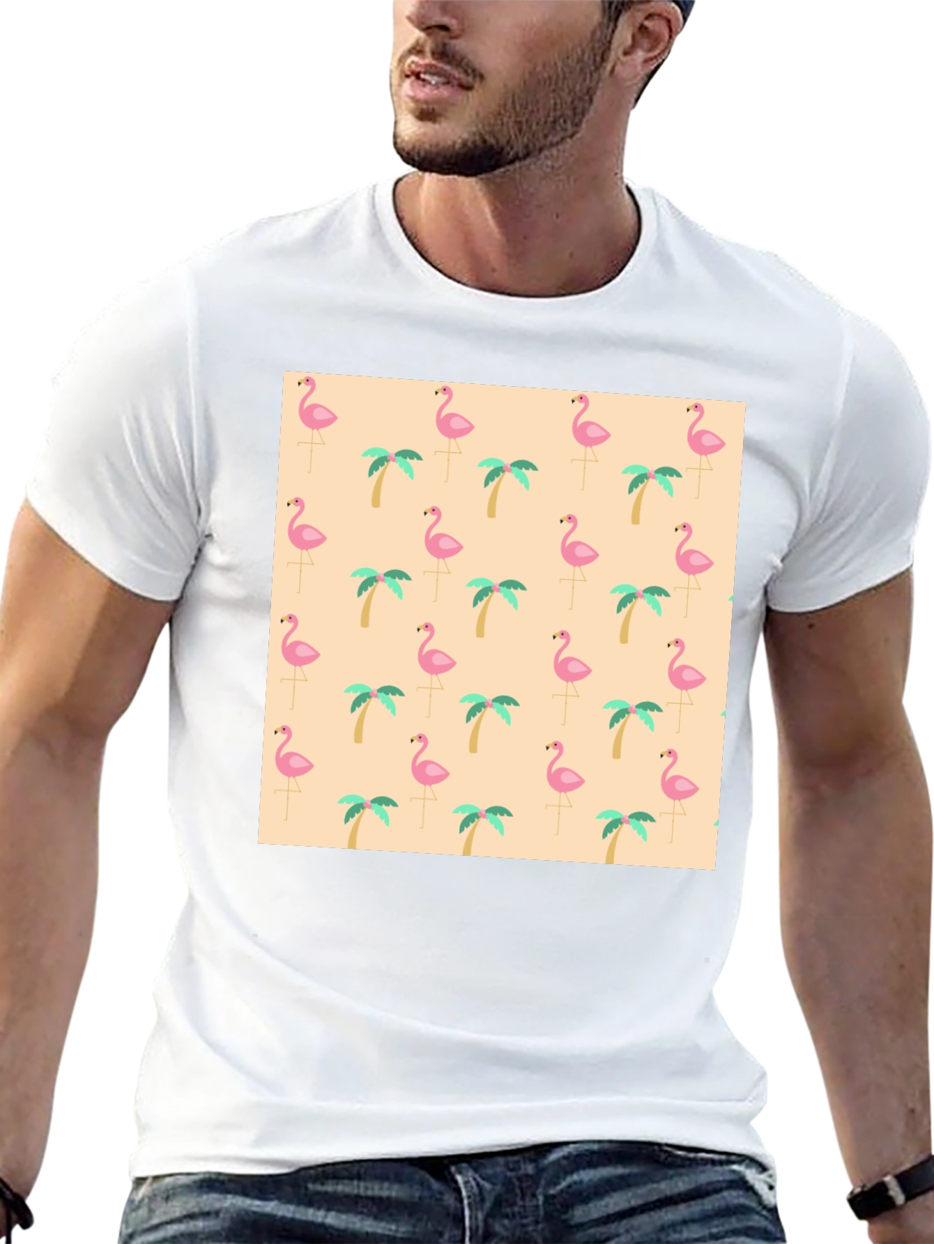 Tropical Flamingo & Palm Tree T-Shirt