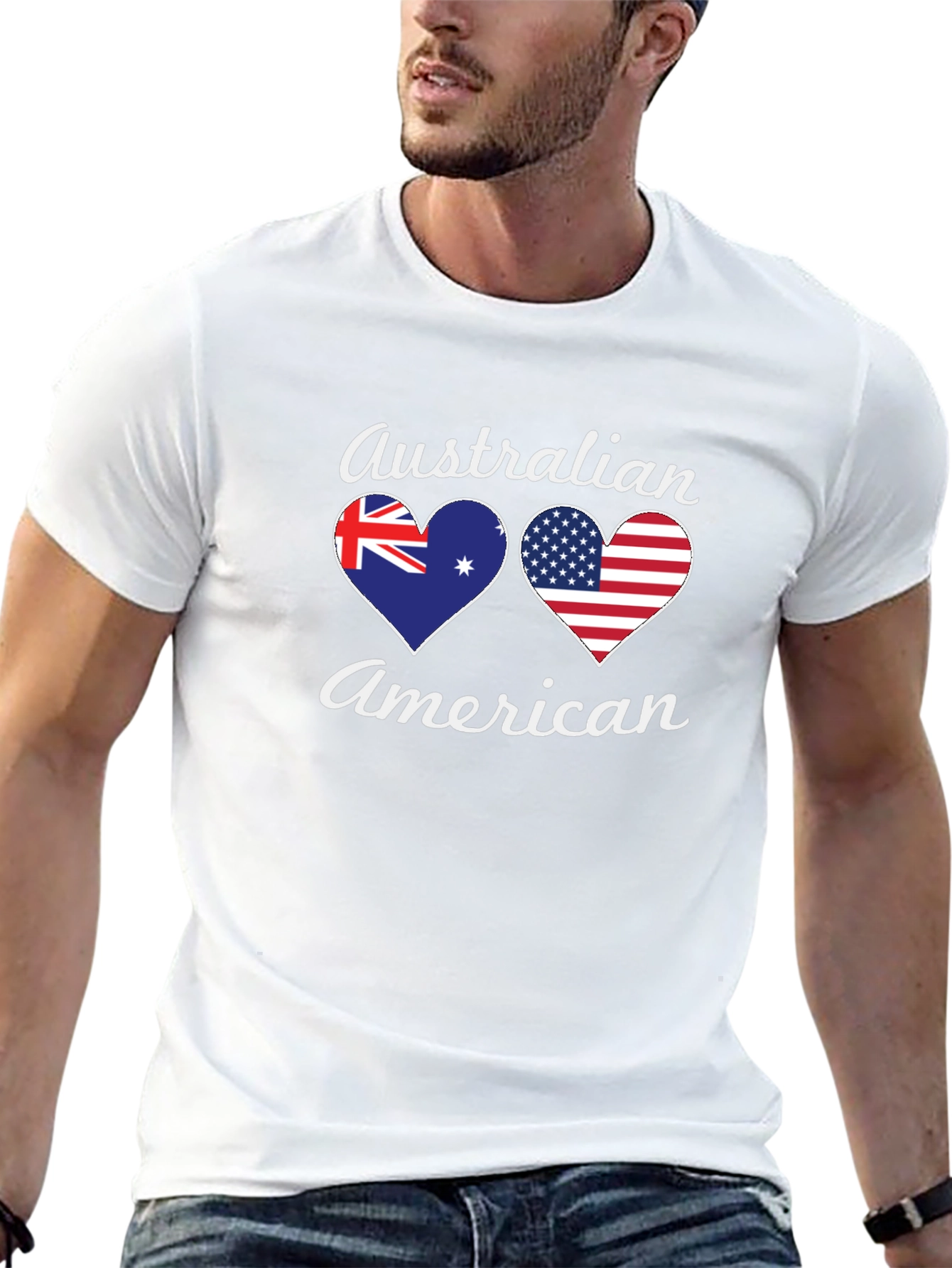 Australian American Flag Heart T-Shirt