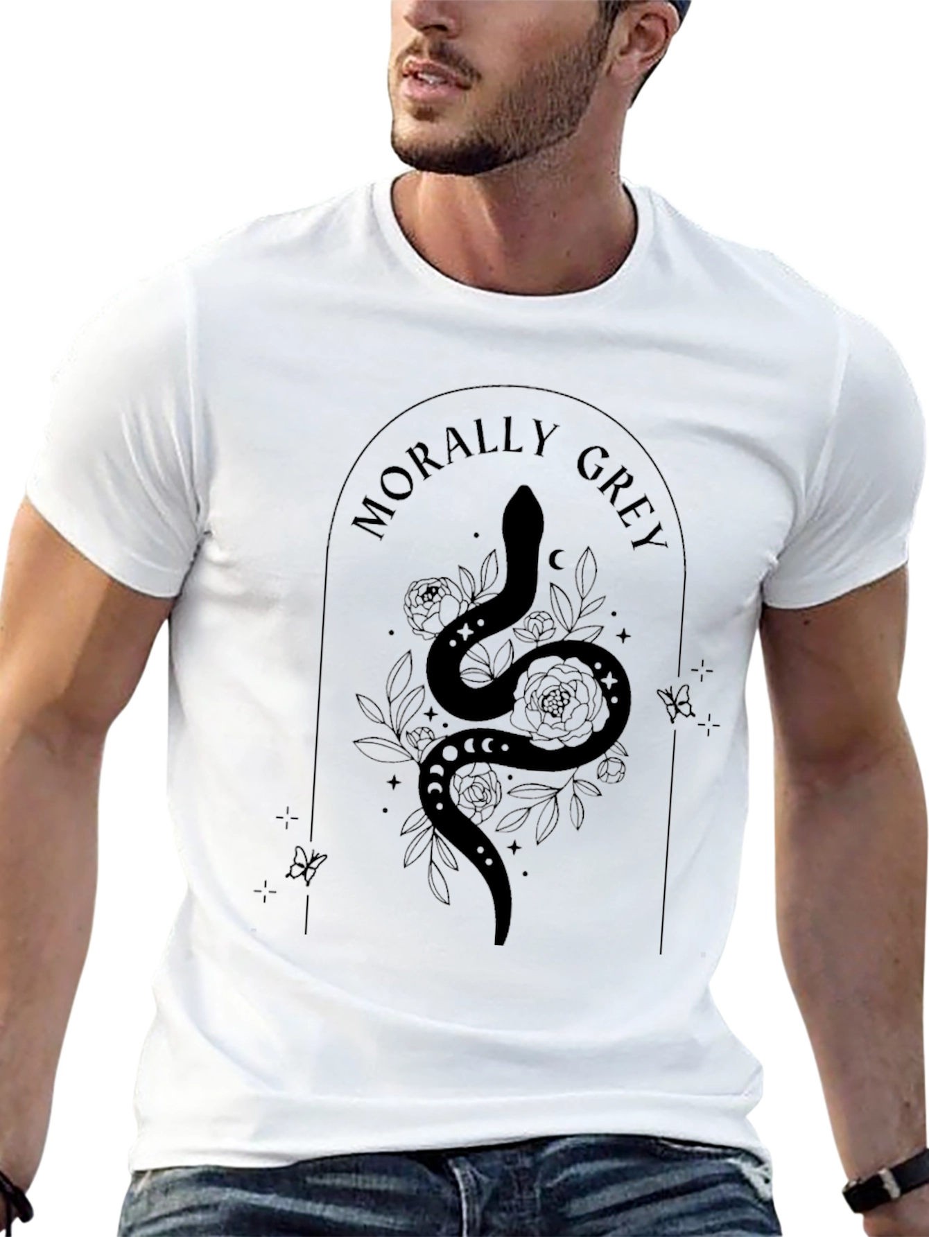 Morally Grey Snake Graphic Tee - Black