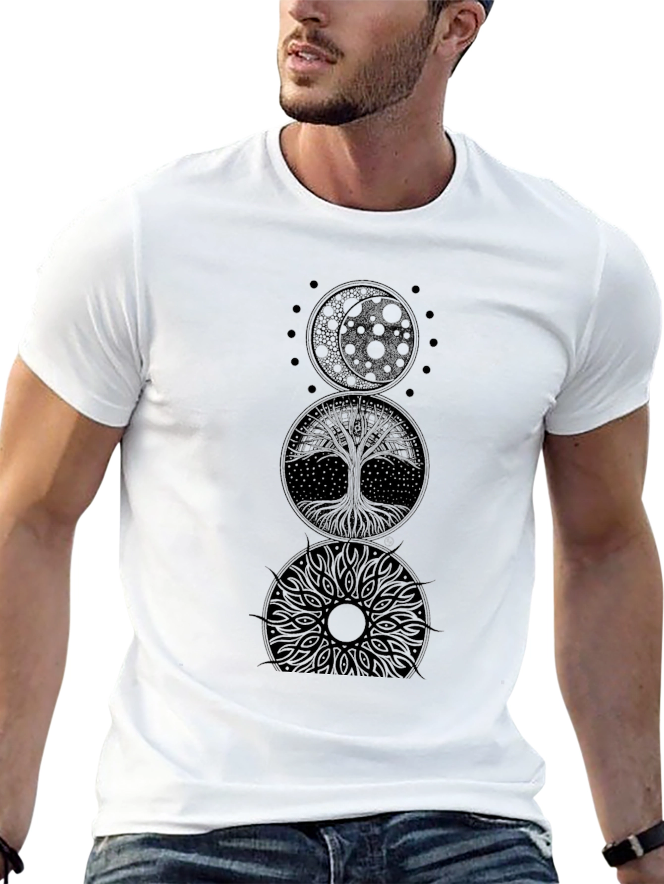Celestial Tree of Life Graphic Tee - Black