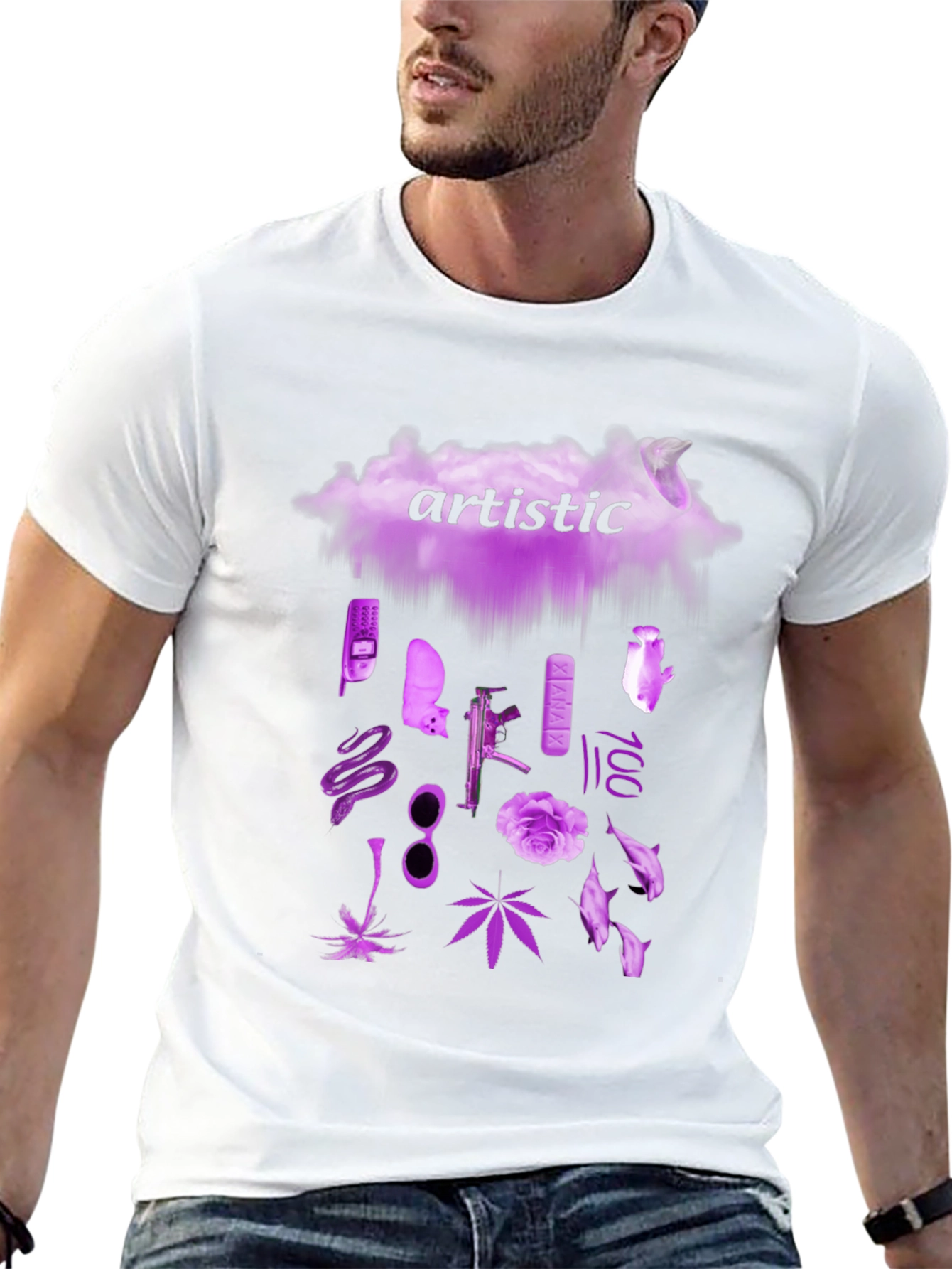 Artistic Graphic Print Crew Neck T-Shirt
