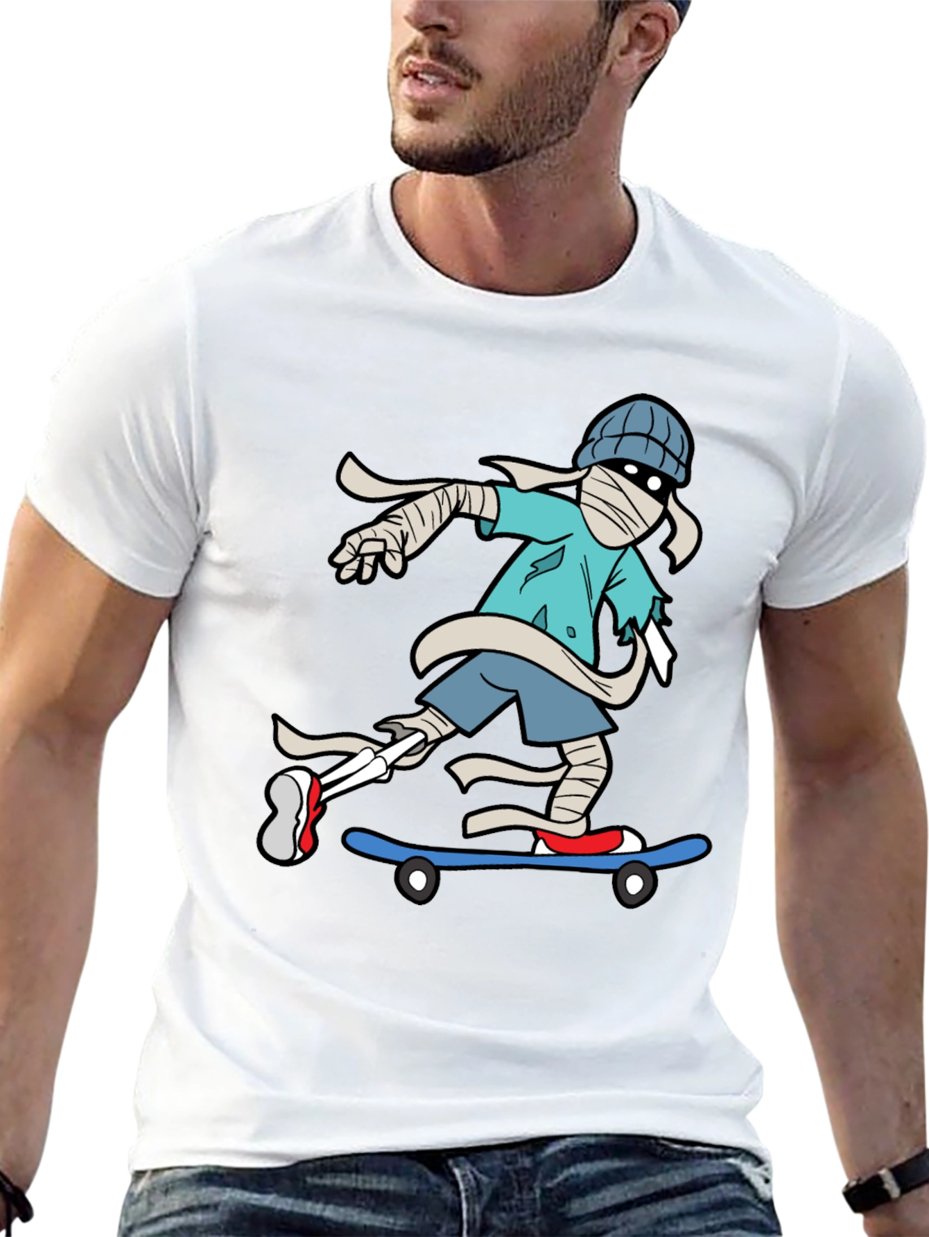 Skateboarding Mummy Graphic Tee - Cool & Unique Design
