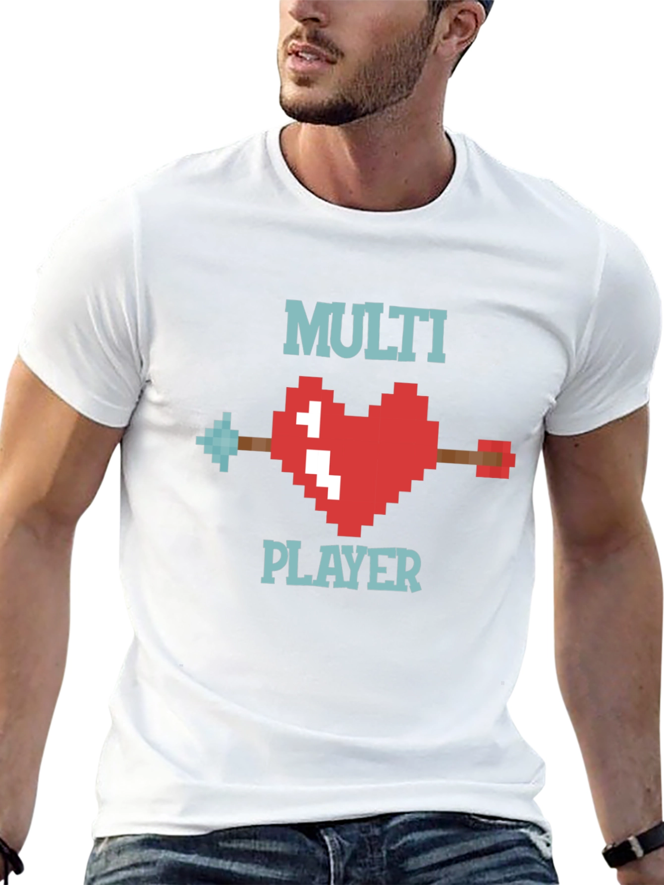 Multiplayer Pixel Heart T-Shirt - Gamer Style