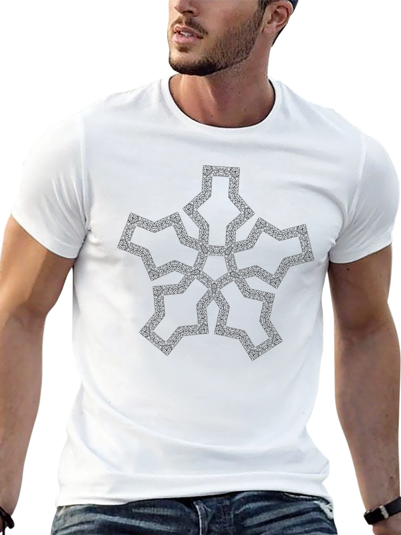 Geometric Celtic Knot Star Graphic Black Tee