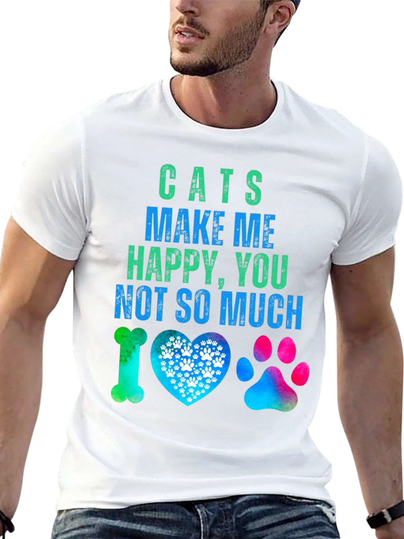 Cats Make Me Happy Graphic T-Shirt