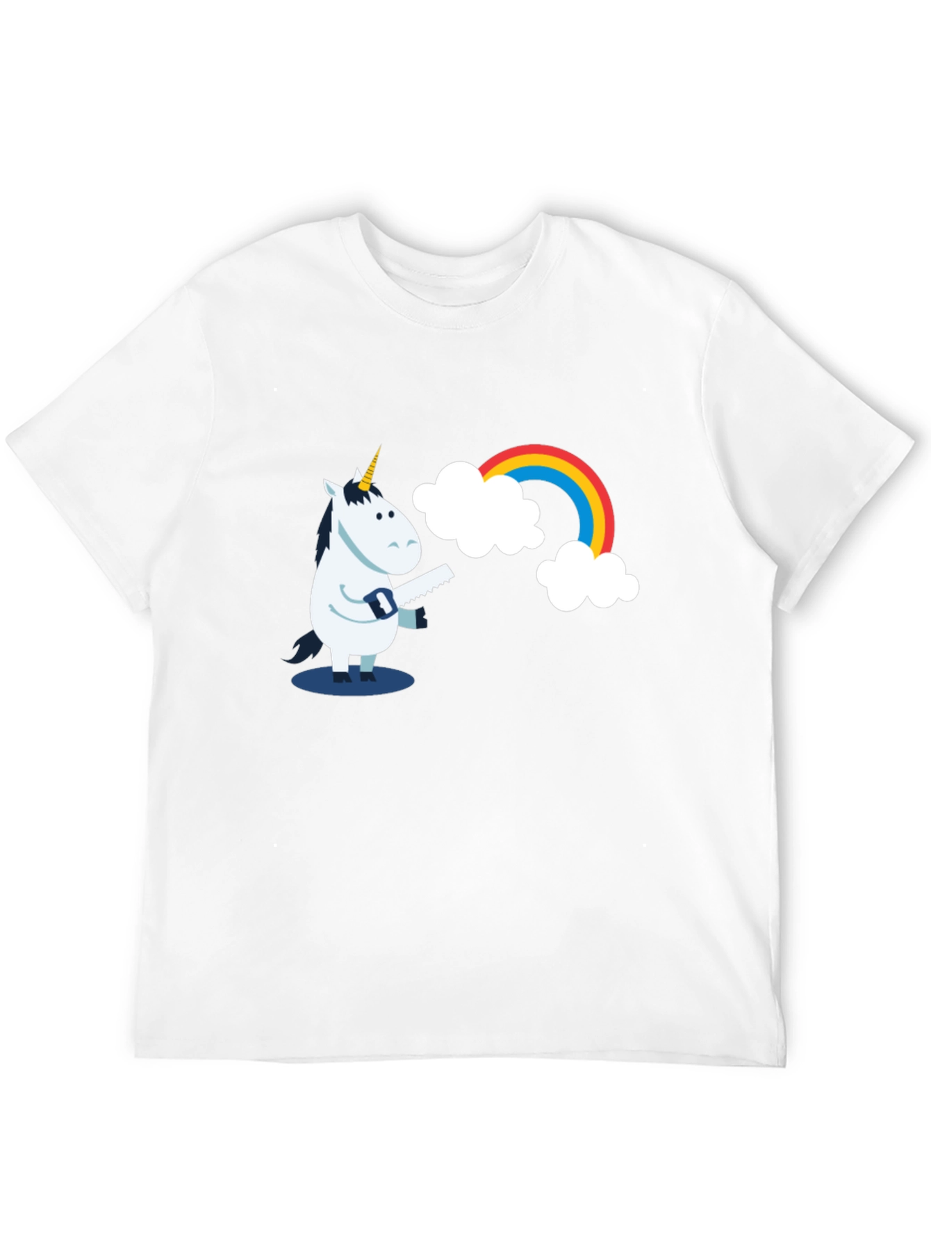 Funny Unicorn Sawing Rainbow Graphic Tee