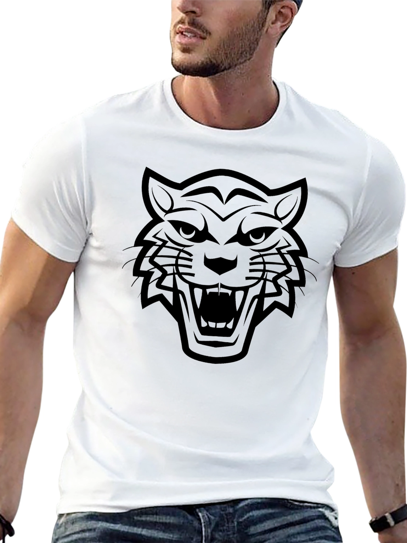 Bold Tiger Graphic Tee - Black