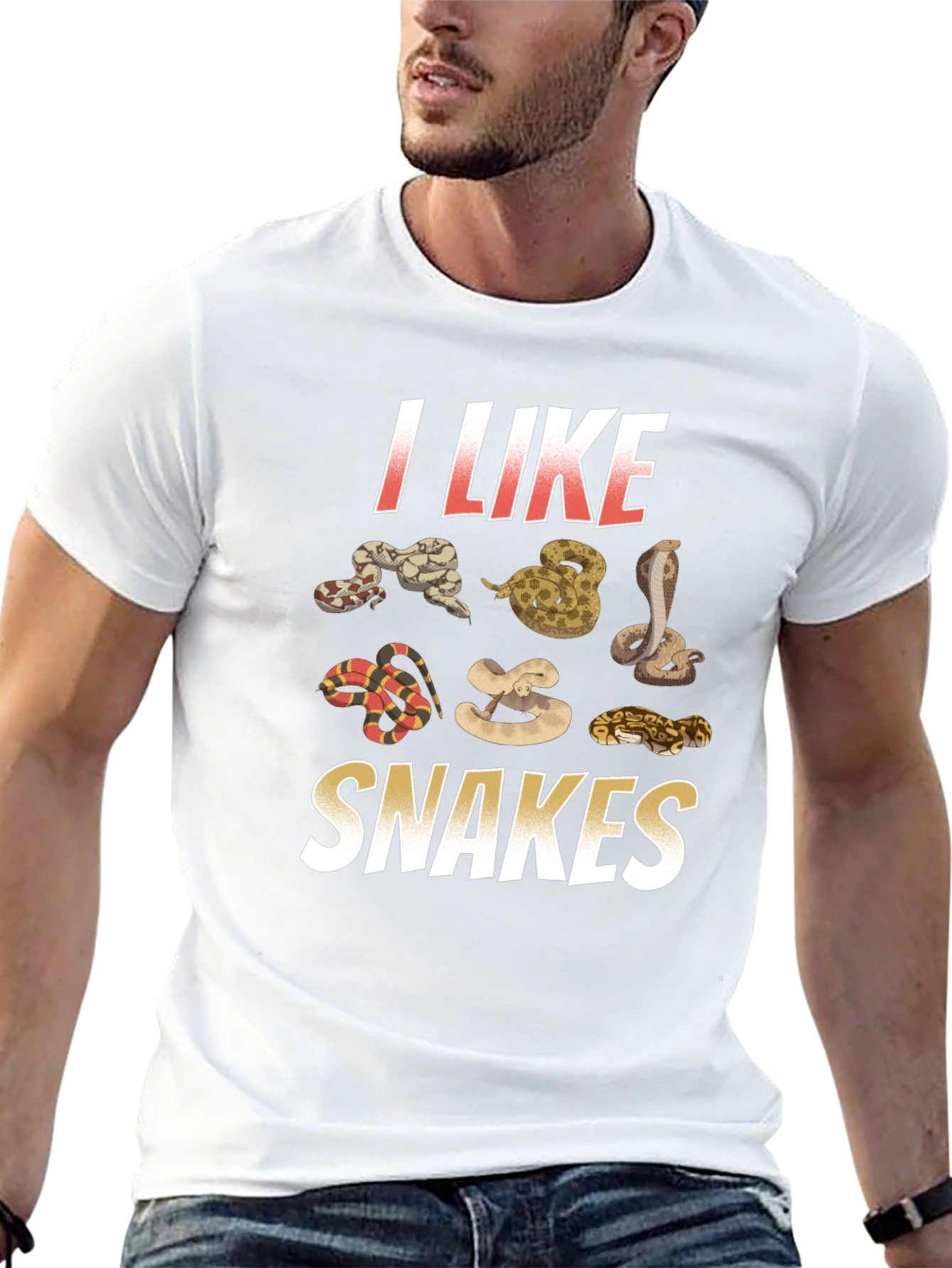 I Like Snakes Graphic Tee - Black Cotton T-Shirt
