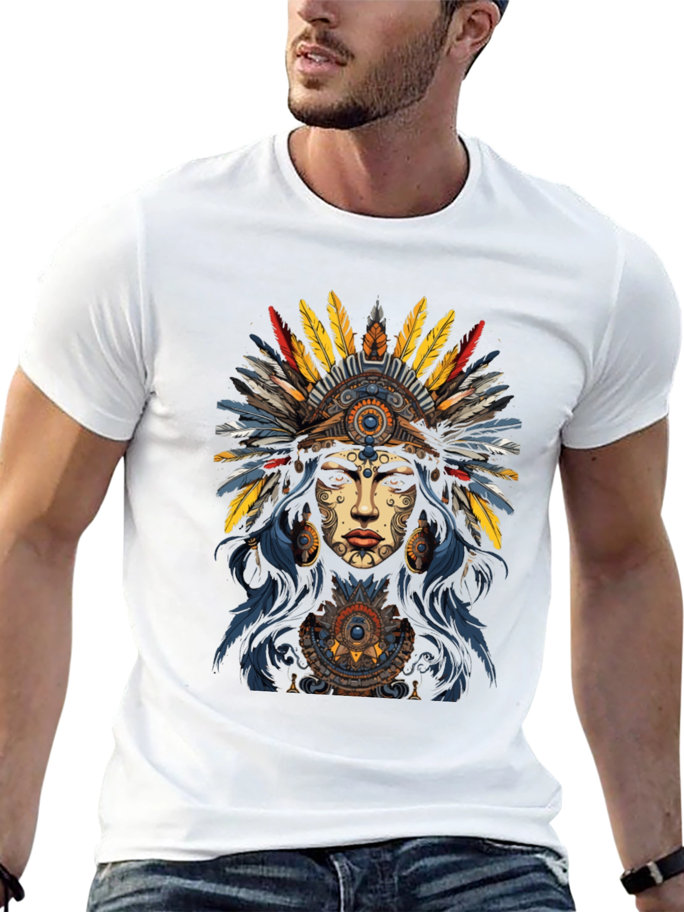 Native American Headdress Graphic T-Shirt