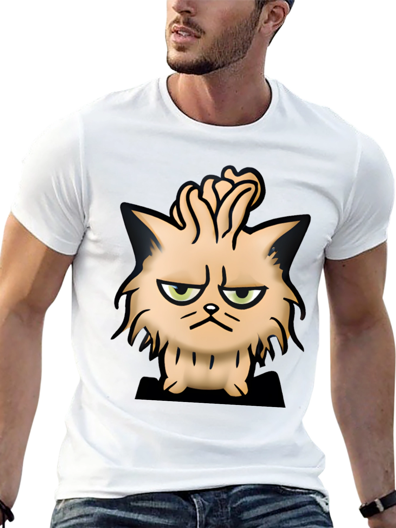 Grumpy Cat Cartoon Black T-Shirt